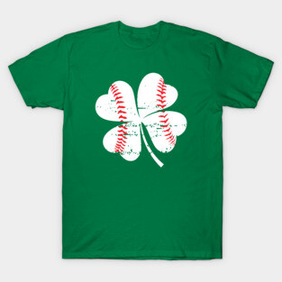 Lucky Baseball St Patricks Day Gift Men Catcher Shamrock T-Shirt