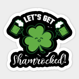 Clover Character with Beer Mugs St Patrick Humor Sticker