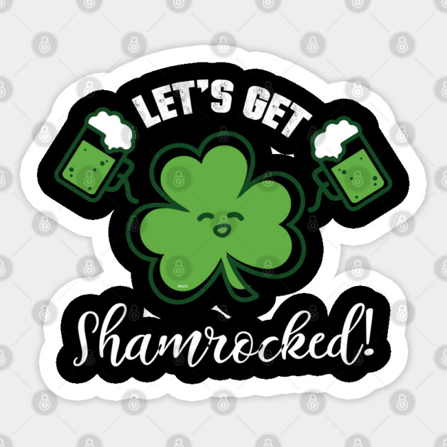 Clover Character with Beer Mugs St Patrick Humor Sticker by creative