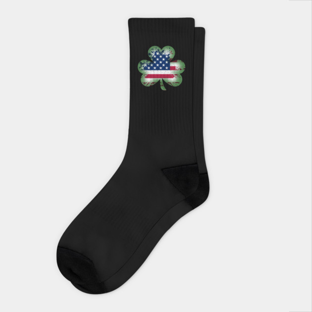 US Flag Shamrock Saint Patrick Day Humor Socks by creative
