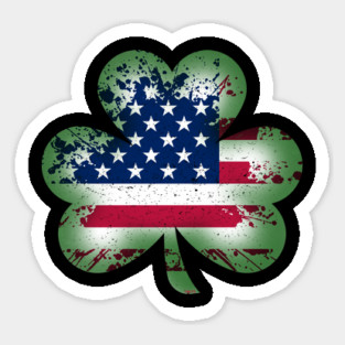 US Flag Shamrock Saint Patrick Day Humor Sticker