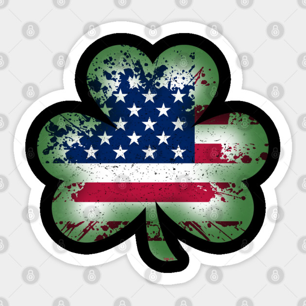 US Flag Shamrock Saint Patrick Day Humor Sticker by creative