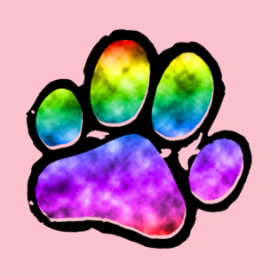 Rainbow Pawprint - Black T-Shirt