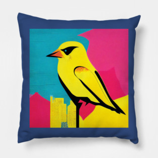 Colourful Canary Abstract Pillow