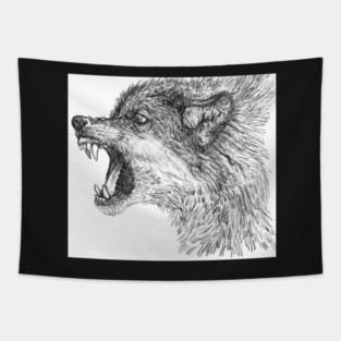 Snarling Wolf Tapestry