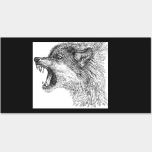 Snarling Wolf Posters and Art