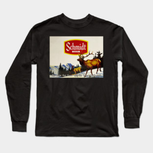 Schmidt Beer Deer Hunting Vintage Retro Buck Long Sleeve T-Shirt