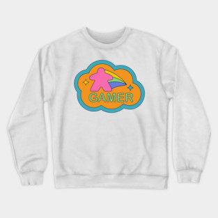 Colorful 90s Retro Board Game Meeple Crewneck Sweatshirt