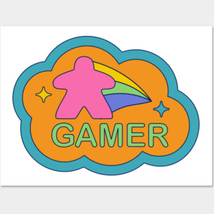 Colorful 90s Retro Board Game Meeple Posters and Art