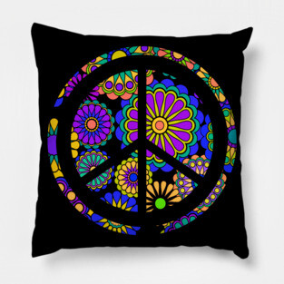 Flower Power Peace Sign Pillow