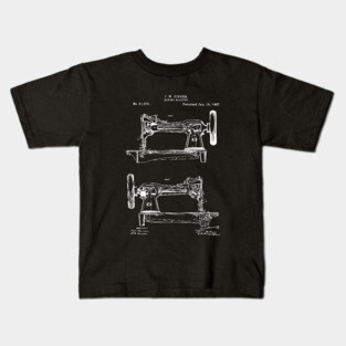 Vintage Singer Sewing Machine 1867 Patent Print Kids T-Shirt