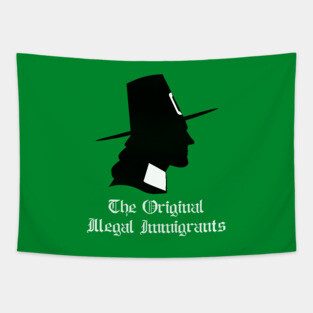 Pilgrims Illegal Immigrants.  Funny Thanksgiving Tapestry