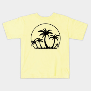 Palm Trees And Sunset in Black Kids T-Shirt