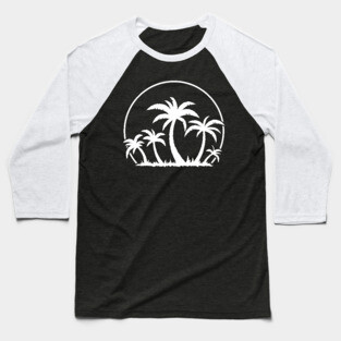 Palm Trees And Sunset in White Baseball T-Shirt