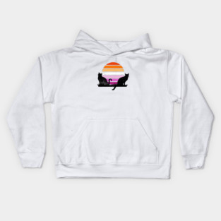 Lesbian Pride Sunset Kitties Kids Hoodie
