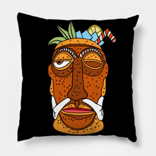 Tiki Head Cocktail Pillow