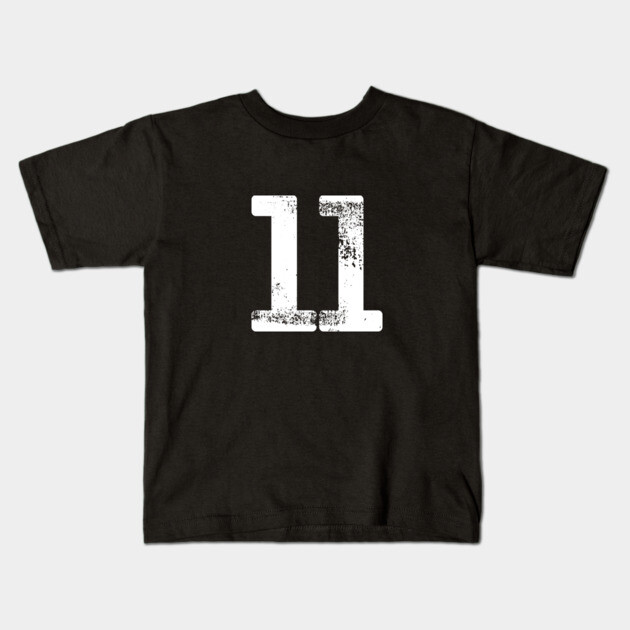 Number 11 T-Shirt Vintage Eleven Tee Sports Design Kids T-Shirt by OUTFITPAW