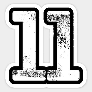 Number 11 T-Shirt Vintage Eleven Tee Sports Design Sticker