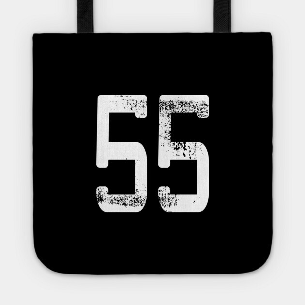 Number #55 Sports Jersey Lucky Favorite Number 55 T-Shirt Tote by OUTFITPAW