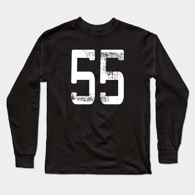 Number #55 Sports Jersey Lucky Favorite Number 55 T-Shirt Long Sleeve T-Shirt by OUTFITPAW