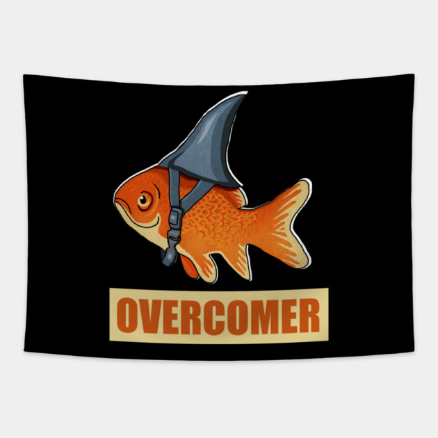 Motivational Overcomer, Goldfish Shark Tapestry by logiamerch
