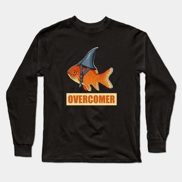 Motivational Overcomer, Goldfish Shark Long Sleeve T-Shirt by logiamerch