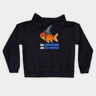 Motivational Quote, Goldfish Shark, Limitations Kids Hoodie