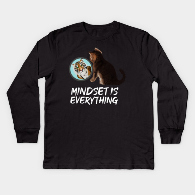 Mindset Motivational, Kitten and Tiger Kids Long Sleeve T-Shirt by logiamerch