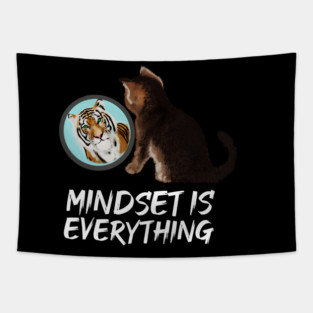 Mindset Motivational, Kitten and Tiger Tapestry
