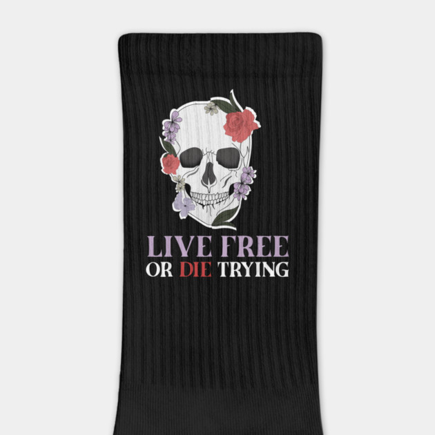 Motivational Quote, Living Free, Floral Skull by logiamerch