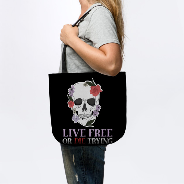 Motivational Quote, Living Free, Floral Skull by logiamerch