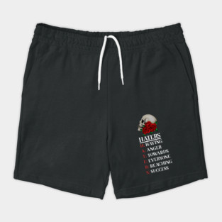 Rose Skull Art with Motovational Quote Haters Shorts