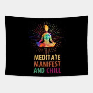 Meditate Manifest and Chill, Yoga Tapestry