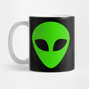 Green alien head t-shirt Mug