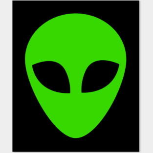 Green alien head t-shirt Posters and Art
