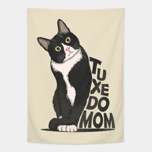 Tuxedo Cat Mom Tapestry