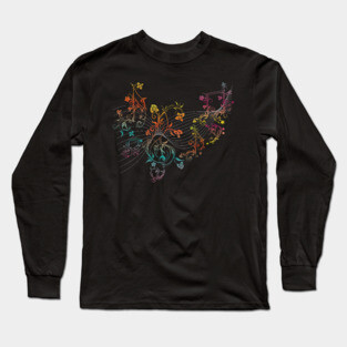 Floral Music Notes Long Sleeve T-Shirt