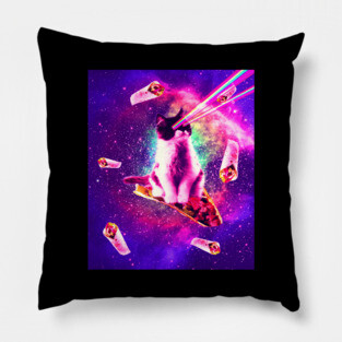 Outer Space Taco Cat - Rainbow Laser Eyes, Burrito Pillow