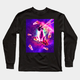 Outer Space Taco Cat - Rainbow Laser Eyes, Burrito Long Sleeve T-Shirt