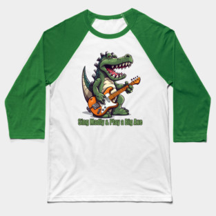 A T-Rex Dinosaur Singing Madly & Playing a Big Axe Baseball T-Shirt