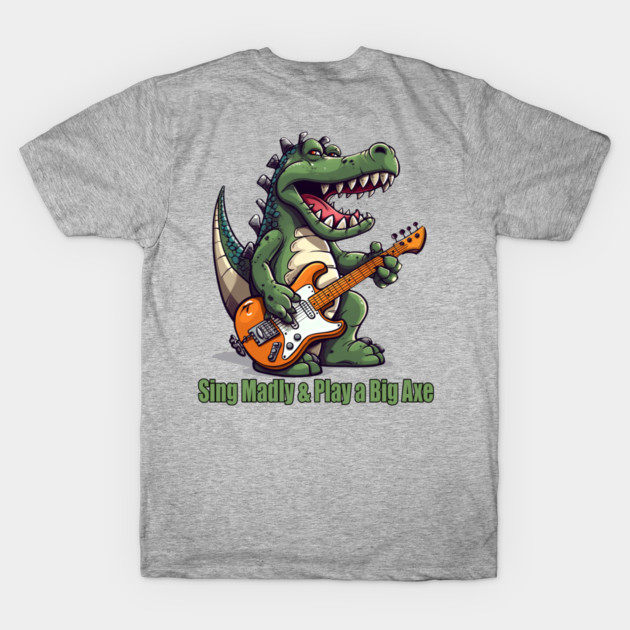A T-Rex Dinosaur Singing Madly & Playing a Big Axe by SymbioticDesign