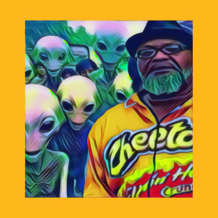 Green bearded black aliens By Curtis Wilcox T-Shirt