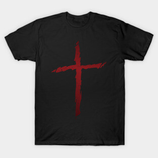 Old rugged distressed christian cross with red gradient tones T-Shirt