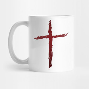 Old rugged distressed christian cross with red gradient tones Mug