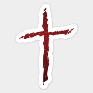 Old rugged distressed christian cross with red gradient tones Magnet
