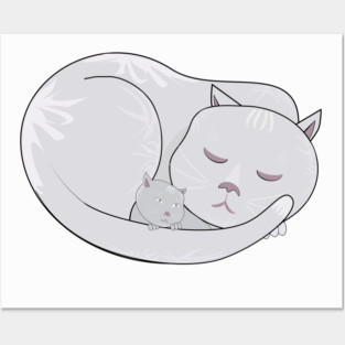 cat with kitten Posters and Art