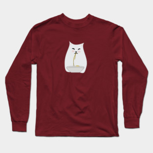 cat eating spaghetti Long Sleeve T-Shirt