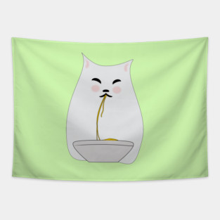 cat eating spaghetti Tapestry