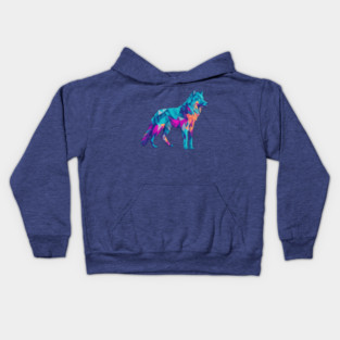 Geometeric Low Poly 3D Wolf Kids Hoodie