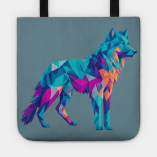 Geometeric Low Poly 3D Wolf Tote